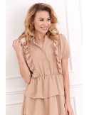 Dark beige dress with ruffles 06165 - Online store - Boutique